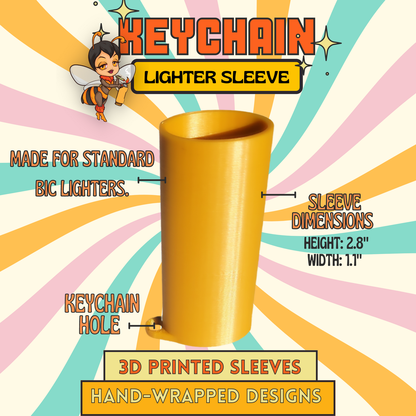 Blazed Flareon - Keychain Lighter Sleeve - Lighter Case - Lighter NOT Included!