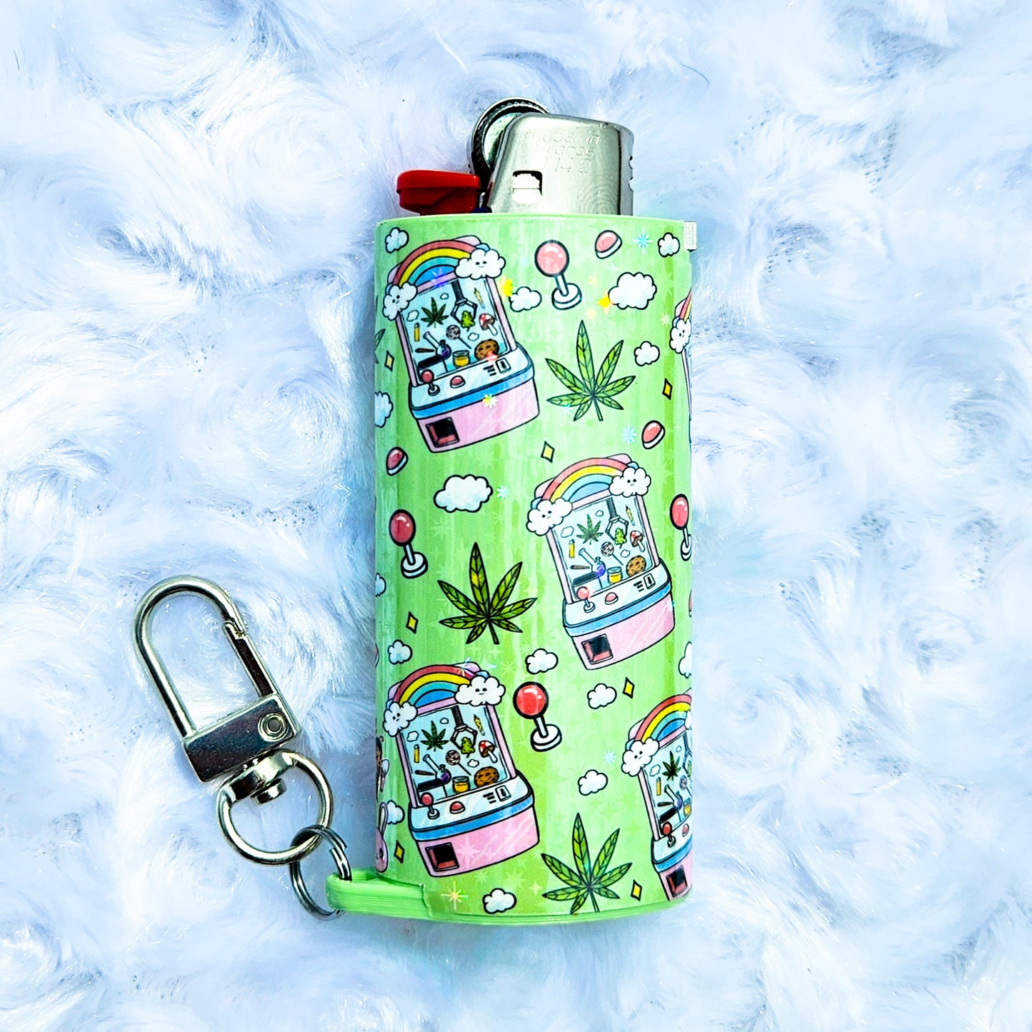 Let's Play - Holographic - Keychain + Poker Lighter Sleeve - Collaboration w/ Lilxbun