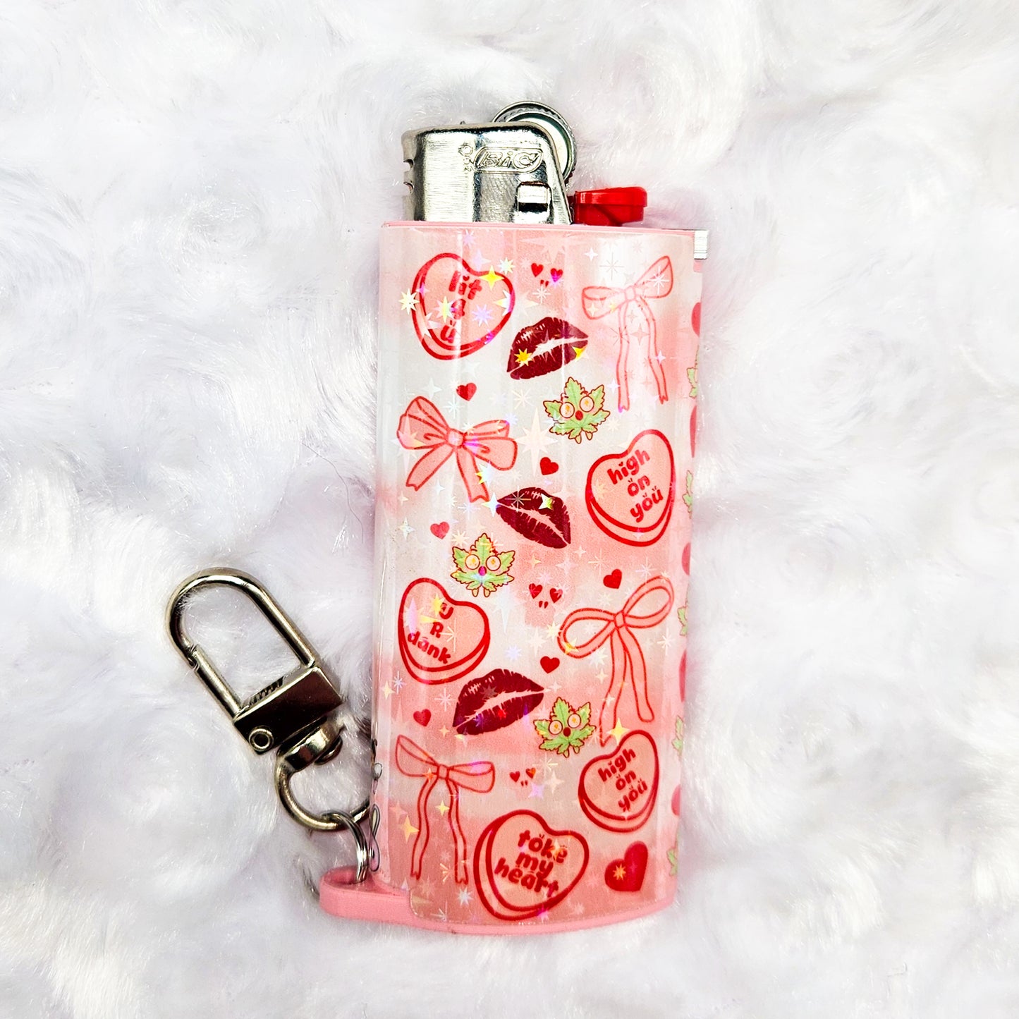 Stoney Kisses - Holographic - Keychain + Poker Lighter Sleeve - Collaboration w/ Lilxbun