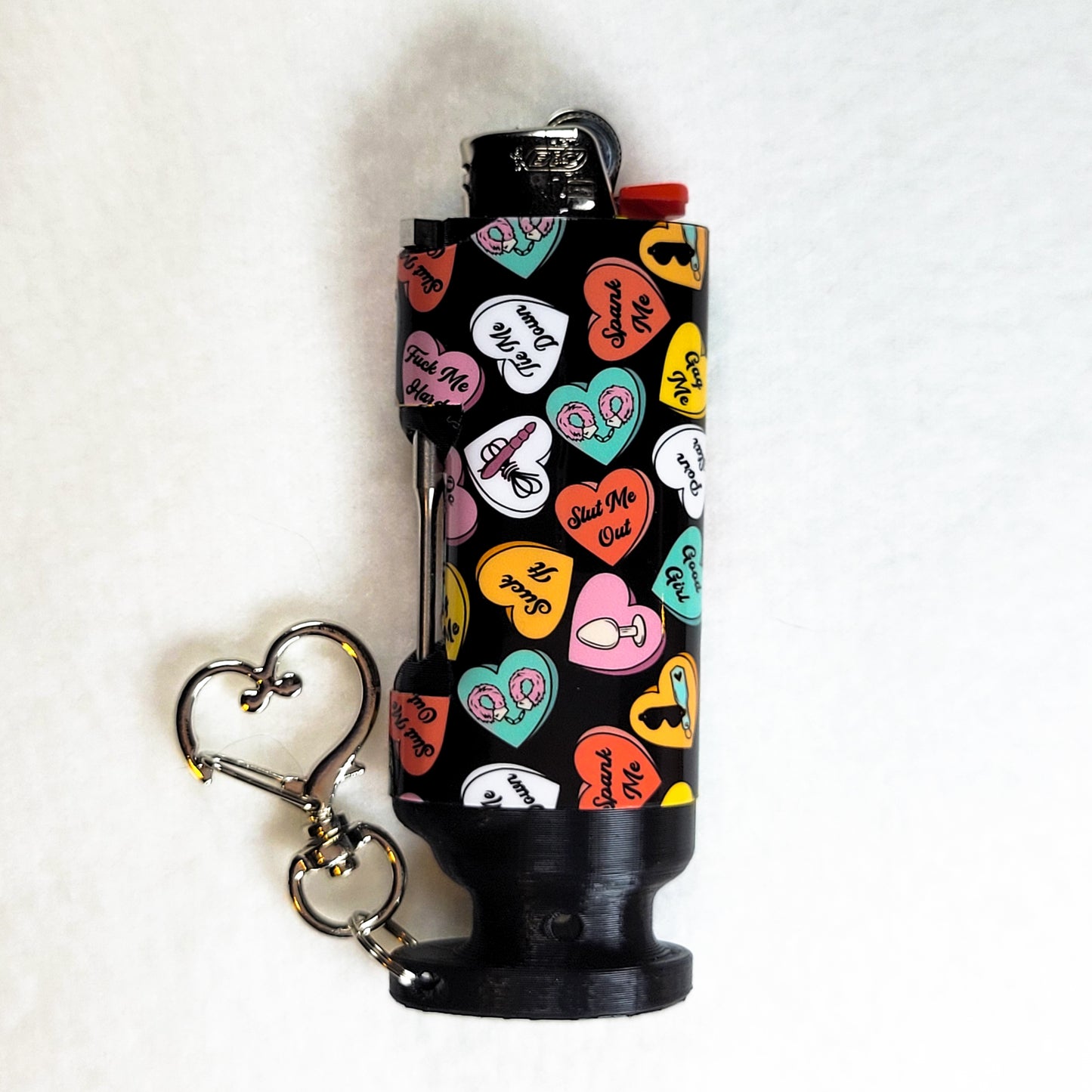 Ur Kinky Valentine - Bee Blazin' Lighter Sleeve W/ Heart Clasp - Hemp Wick + Poker Lighter Sleeve - Lighter NOT Included!