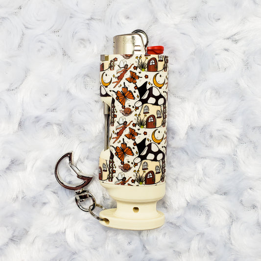 Magical Mushroom Abode - Bee Blazin' Lighter Sleeve W/ Moon Clasp - Hemp Wick + Poker Lighter Sleeve - Lighter NOT Included!