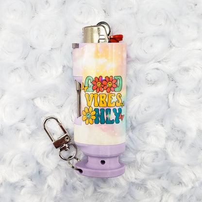 Good Vibes Only - Holographic - Bee Blazin' Lighter Sleeve - Hemp Wick + Poker Lighter Sleeve - Lighter NOT Included!