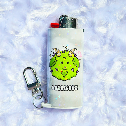 Capricorn - Holographic - Keychain + Poker Lighter Sleeve - Collaboration w/ Lilxbun