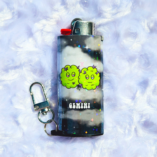 Gemini - Holographic - Keychain + Poker Lighter Sleeve - Collaboration w/ Lilxbun