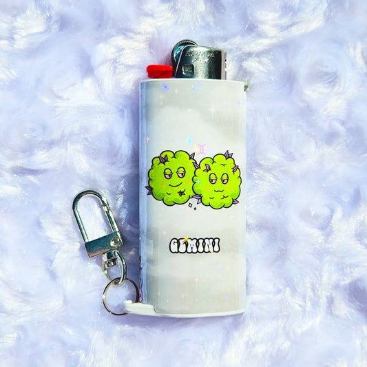 Gemini - Holographic - Keychain + Poker Lighter Sleeve - Collaboration w/ Lilxbun