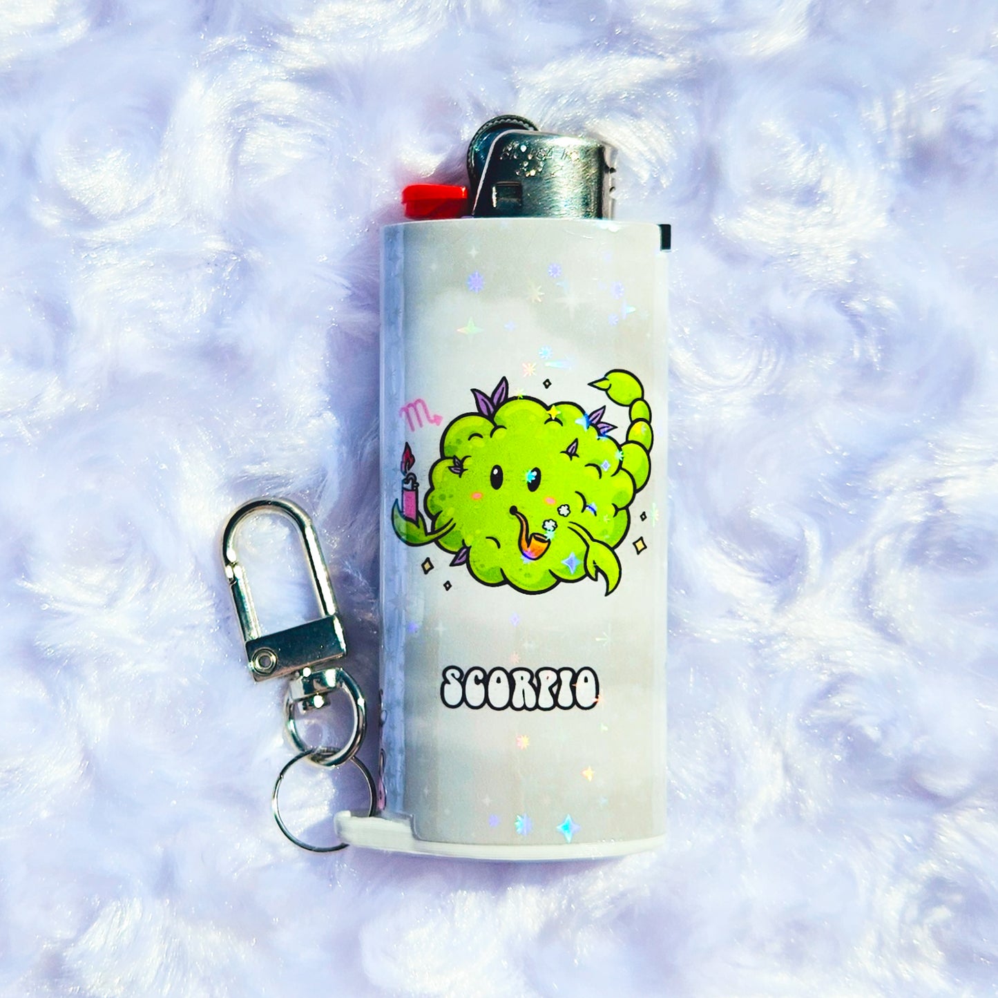 Scorpio - Holographic - Keychain + Poker Lighter Sleeve - Collaboration w/ Lilxbun