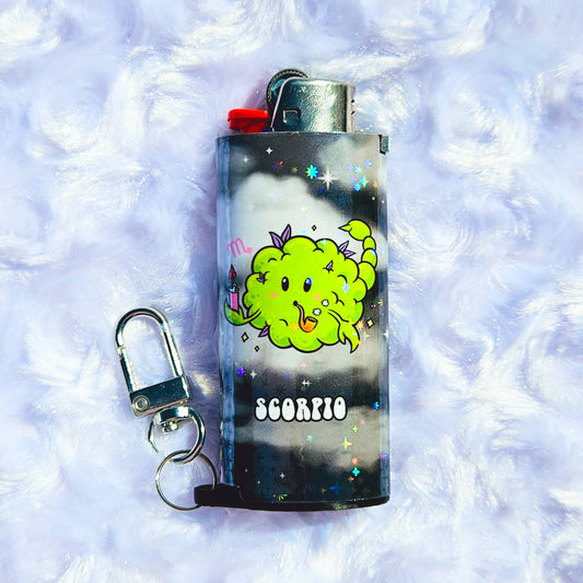 Scorpio - Holographic - Keychain + Poker Lighter Sleeve - Collaboration w/ Lilxbun