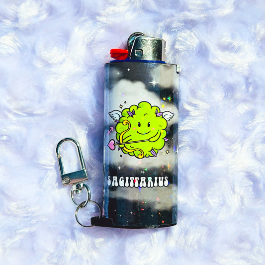 Sagittarius - Holographic - Keychain + Poker Lighter Sleeve - Collaboration w/ Lilxbun