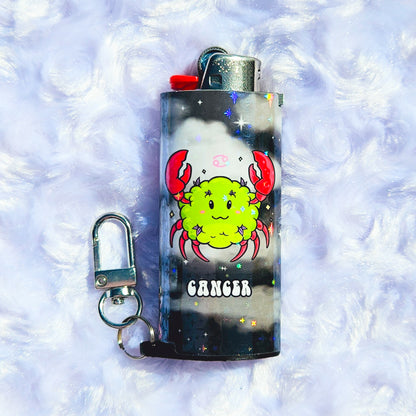 Cancer - Holographic - Keychain + Poker Lighter Sleeve - Collaboration w/ Lilxbun