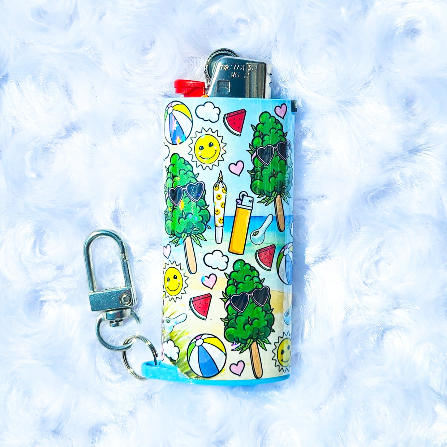 Pot Girl Summer - Holographic - Keychain + Poker Lighter Sleeve - Collaboration w/ Lilxbun