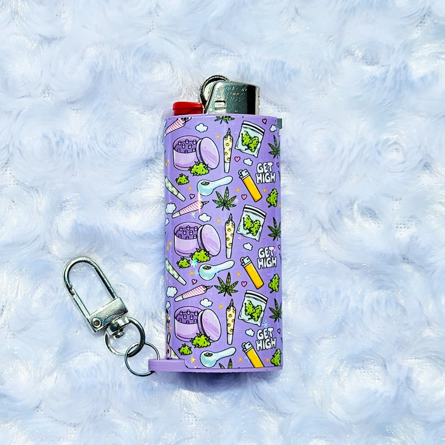 Get High - Holographic - Keychain + Poker Lighter Sleeve - Collaboration w/ Lilxbun