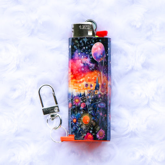 Celestial Garden - Holographic - Keychain Lighter Sleeve - Lighter Case - Lighter NOT Included!