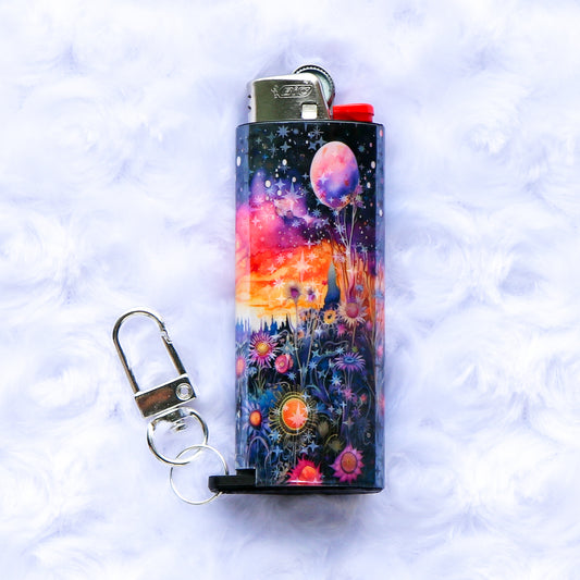 Celestial Garden - Holographic - Keychain Lighter Sleeve - Lighter Case - Lighter NOT Included!