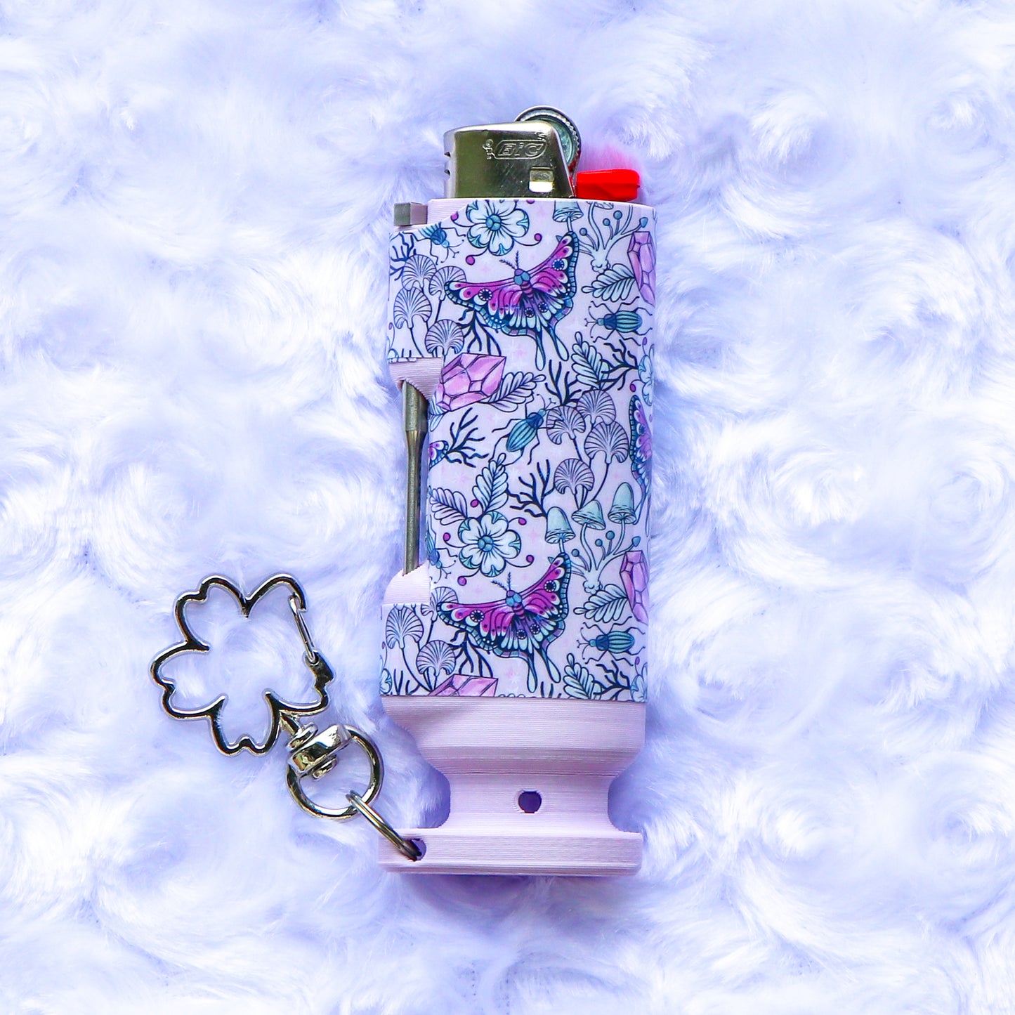 Fields Of Eden - Holographic - Bee Blazin' Lighter Sleeve W/ Flower Clasp - Hemp Wick + Poker Lighter Sleeve - Lighter NOT Included!