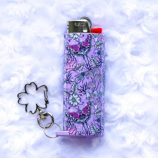 Fields Of Eden - Holographic - Keychain Lighter Sleeve W/ Flower Clasp - Lighter Case - Lighter NOT Included!