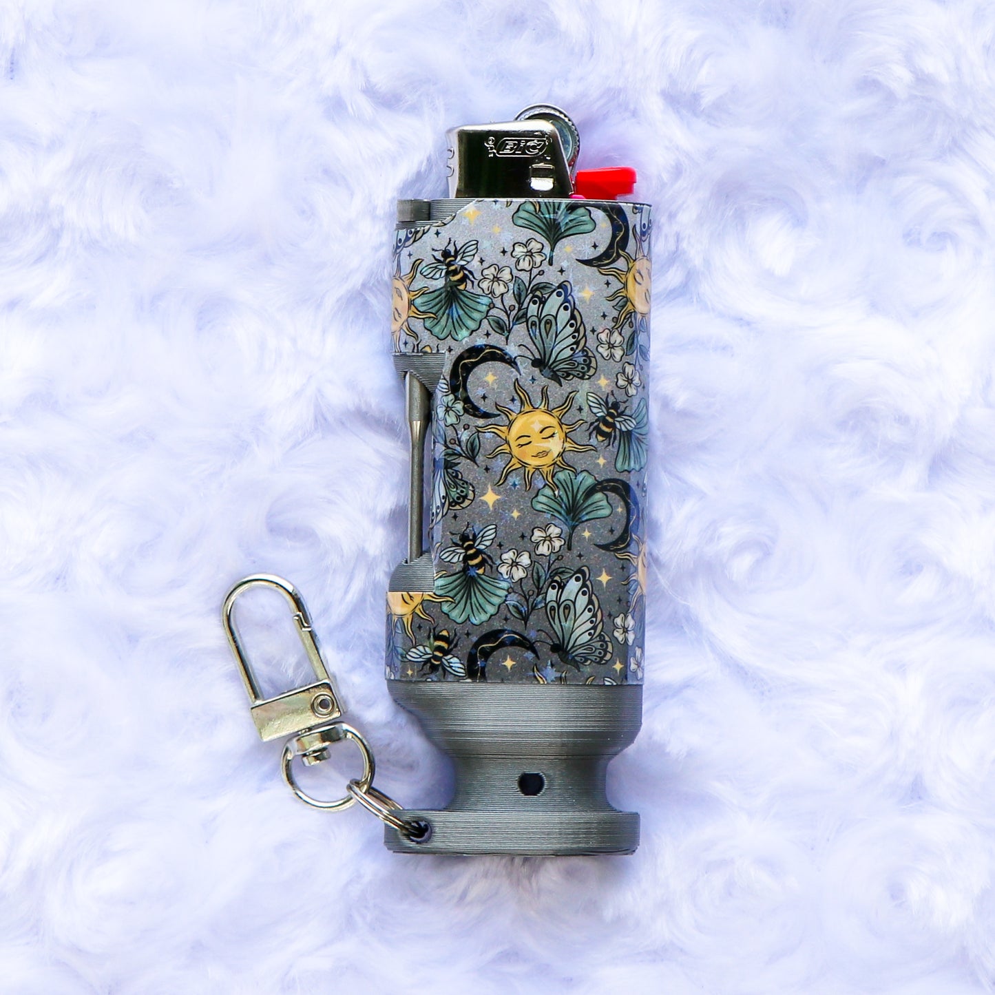 The Secret Garden - Holographic - Bee Blazin' Lighter Sleeve - Hemp Wick + Poker Lighter Sleeve - Lighter NOT Included!