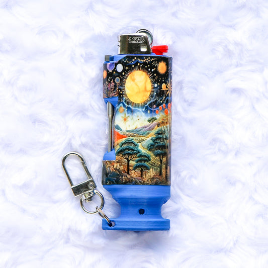 Night Sky Sunshine - Bee Blazin' Lighter Sleeve - Hemp Wick + Poker Lighter Sleeve - Lighter NOT Included!