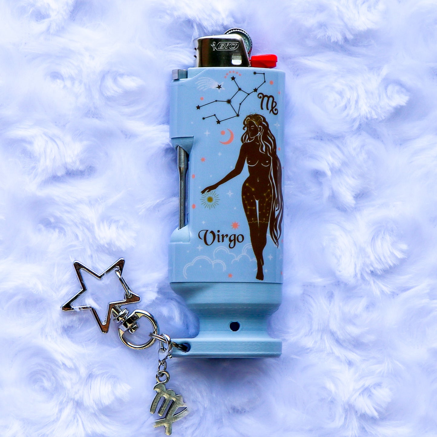 Virgo - Bee Blazin' Lighter Sleeve W/ Star Clasp & Charm - Hemp Wick + Poker Lighter Sleeve - Lighter NOT Included!