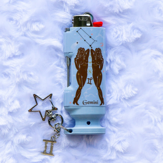 Gemini - Bee Blazin' Lighter Sleeve W/ Star Clasp & Charm - Hemp Wick + Poker Lighter Sleeve - Lighter NOT Included!