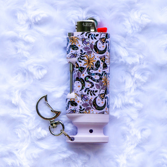 The Serpent's Garden - Holographic - Bee Blazin' Lighter Sleeve W/ Star Clasp - Hemp Wick + Poker Lighter Sleeve - Lighter NOT Included!