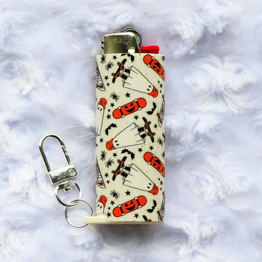 Spooky Skate - Keychain Lighter Sleeve - Lighter Case - Lighter NOT Included!