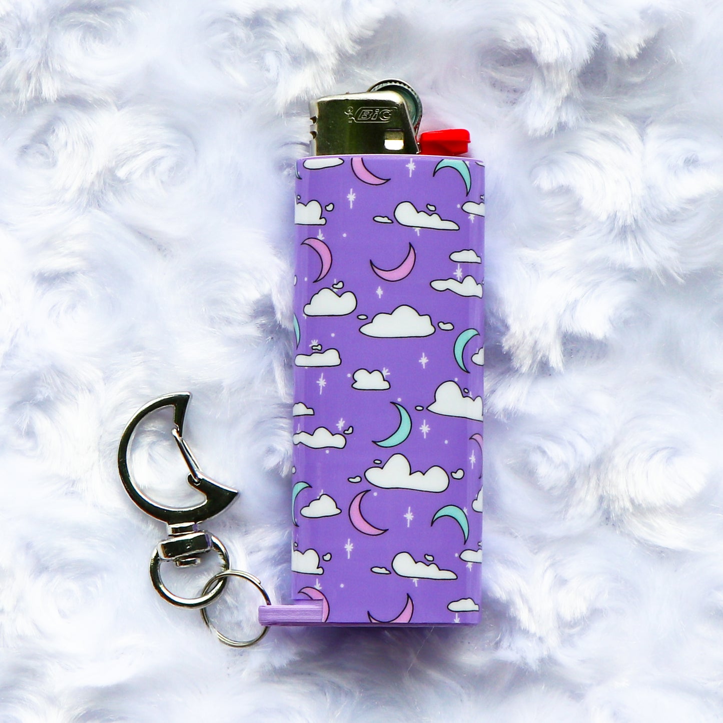 Enchanting Night - Keychain Lighter Sleeve W/ Moon Clasp - Lighter Case - Lighter NOT Included!