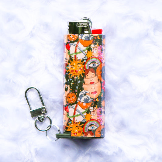 Open Your Mind - Holographic - Keychain Lighter Sleeve - Lighter Case - Lighter NOT Included!