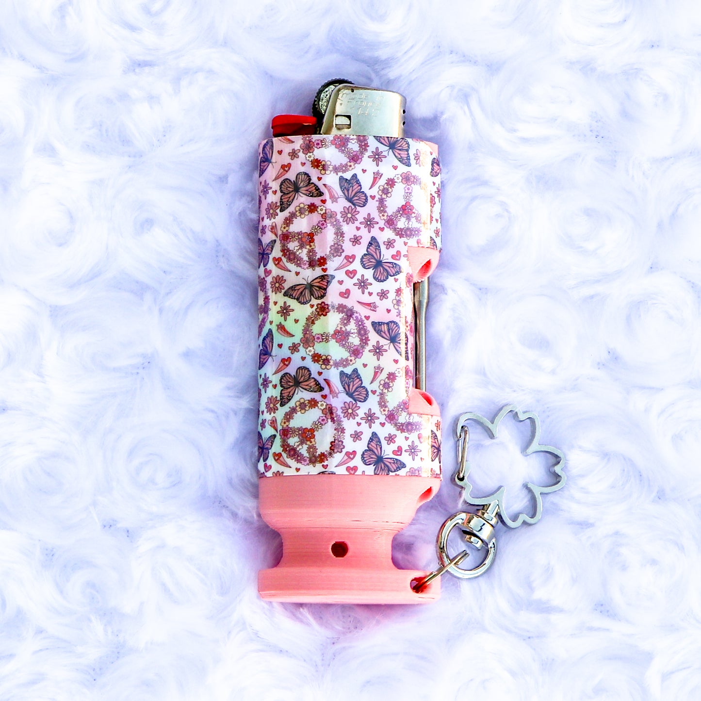 Nature's Harmony - Holographic - Bee Blazin' Lighter Sleeve W/ Flower Clasp - Hemp Wick + Poker Lighter Sleeve - Lighter NOT Included!