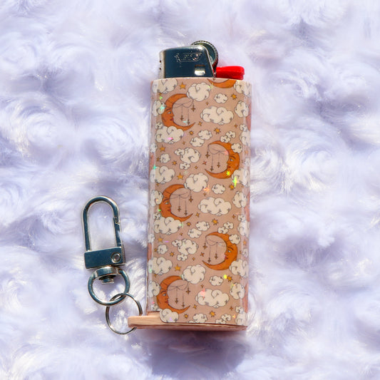 The Moon - Holographic - Keychain Lighter Sleeve - Lighter Case - Lighter NOT Included!