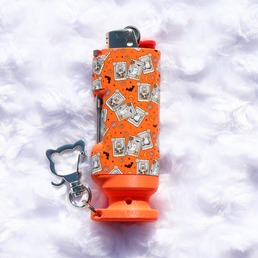 Ghostly Prowler - Bee Blazin' Lighter Sleeve W/ Cat Clasp - Hemp Wick + Poker Lighter Sleeve - Lighter NOT Included!