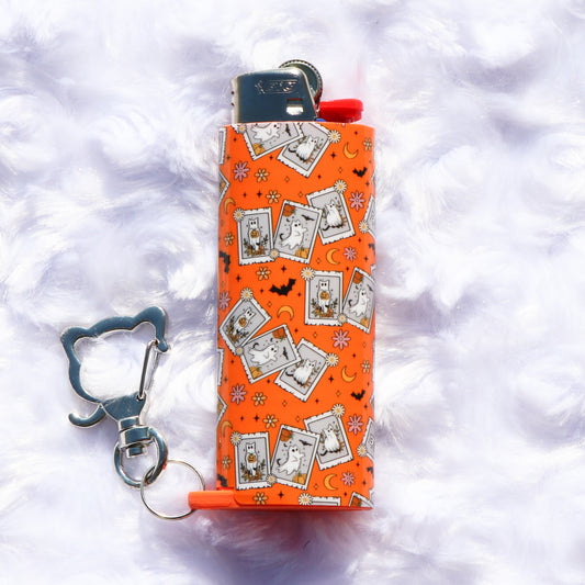 Ghostly Prowler - Keychain Lighter Sleeve W/ Cat Clasp - Lighter Case - Lighter NOT Included!