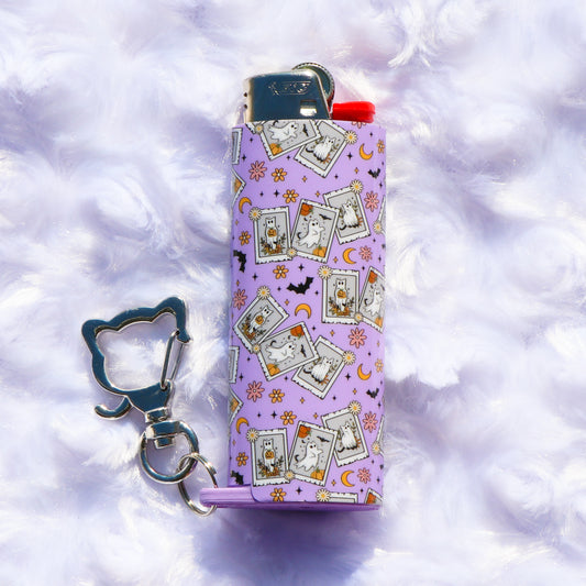 Ghostly Prowler - Keychain Lighter Sleeve W/ Cat Clasp - Lighter Case - Lighter NOT Included!