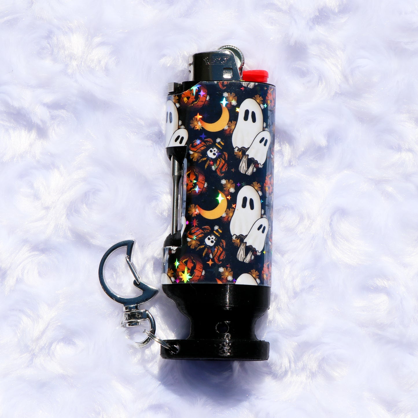 Eerie Night - Holographic - Bee Blazin' Lighter Sleeve W/ Moon Clasp - Hemp Wick + Poker Lighter Sleeve - Lighter NOT Included!