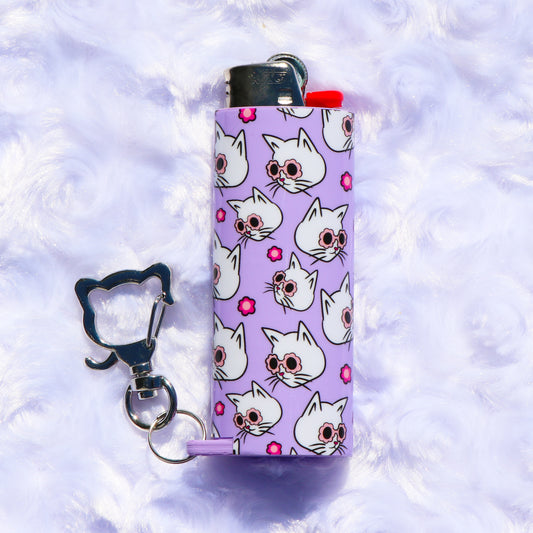 I'm Feline Fine - Keychain Lighter Sleeve W/ Cat Clasp - Lighter Case - Lighter NOT Included!