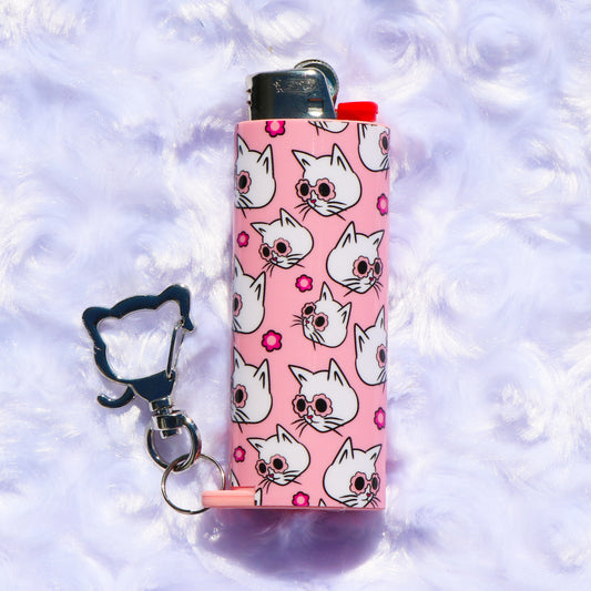 I'm Feline Fine - Keychain Lighter Sleeve W/ Cat Clasp - Lighter Case - Lighter NOT Included!