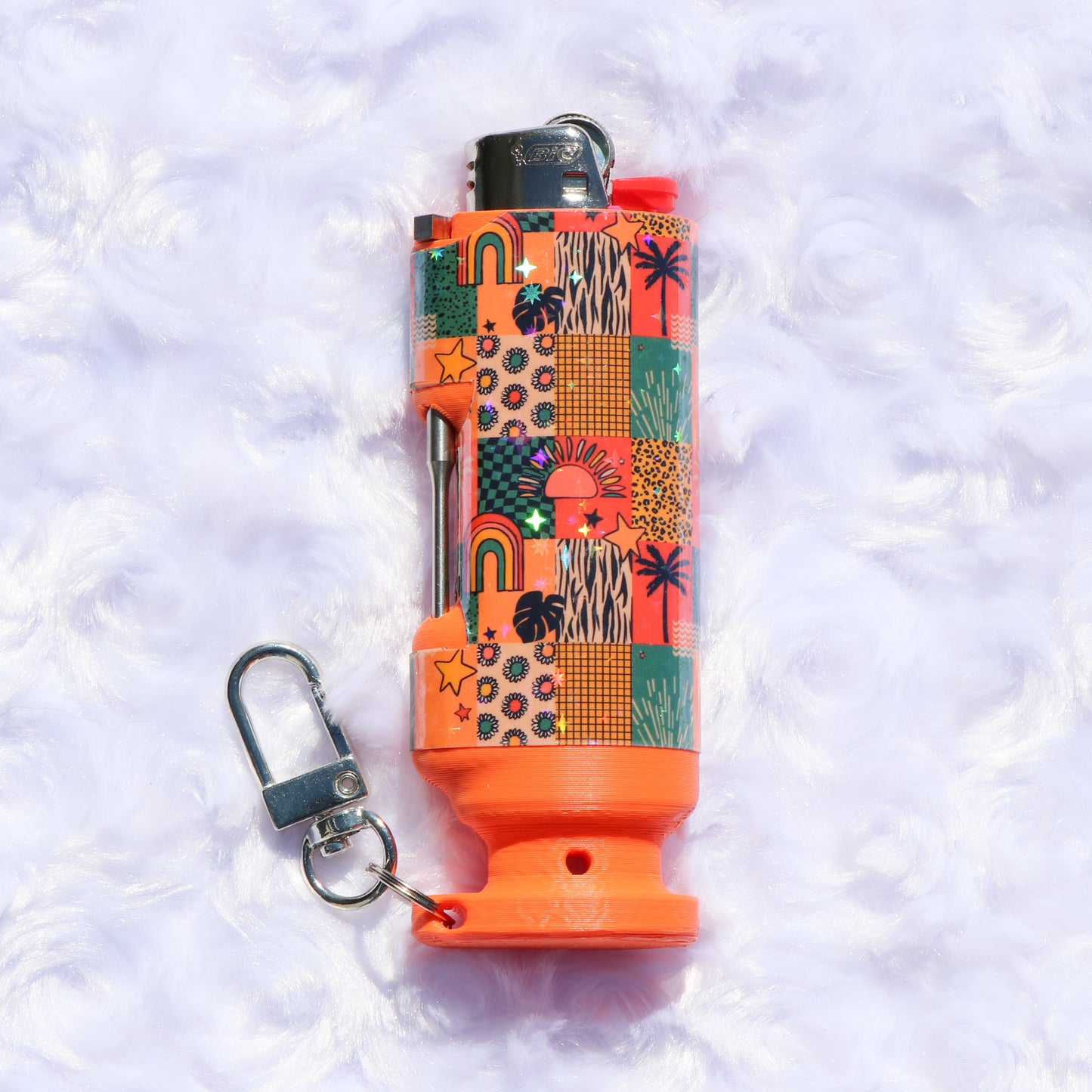 Tropical Oasis - Holographic - Bee Blazin' Lighter Sleeve - Hemp Wick + Poker Lighter Sleeve - Lighter NOT Included!