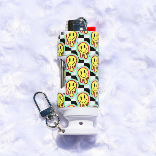 Drippy Smiley Face - Bee Blazin' Lighter Sleeve - Hemp Wick + Poker Lighter Sleeve - Lighter NOT Included!